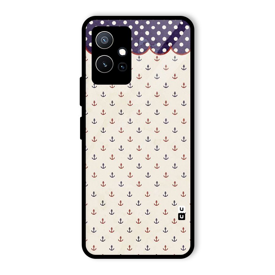Polka Anchor Glass Back Case for Vivo iQOO Z6