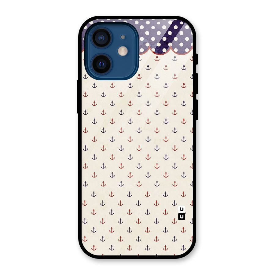 Polka Anchor Glass Back Case for iPhone 12 Mini