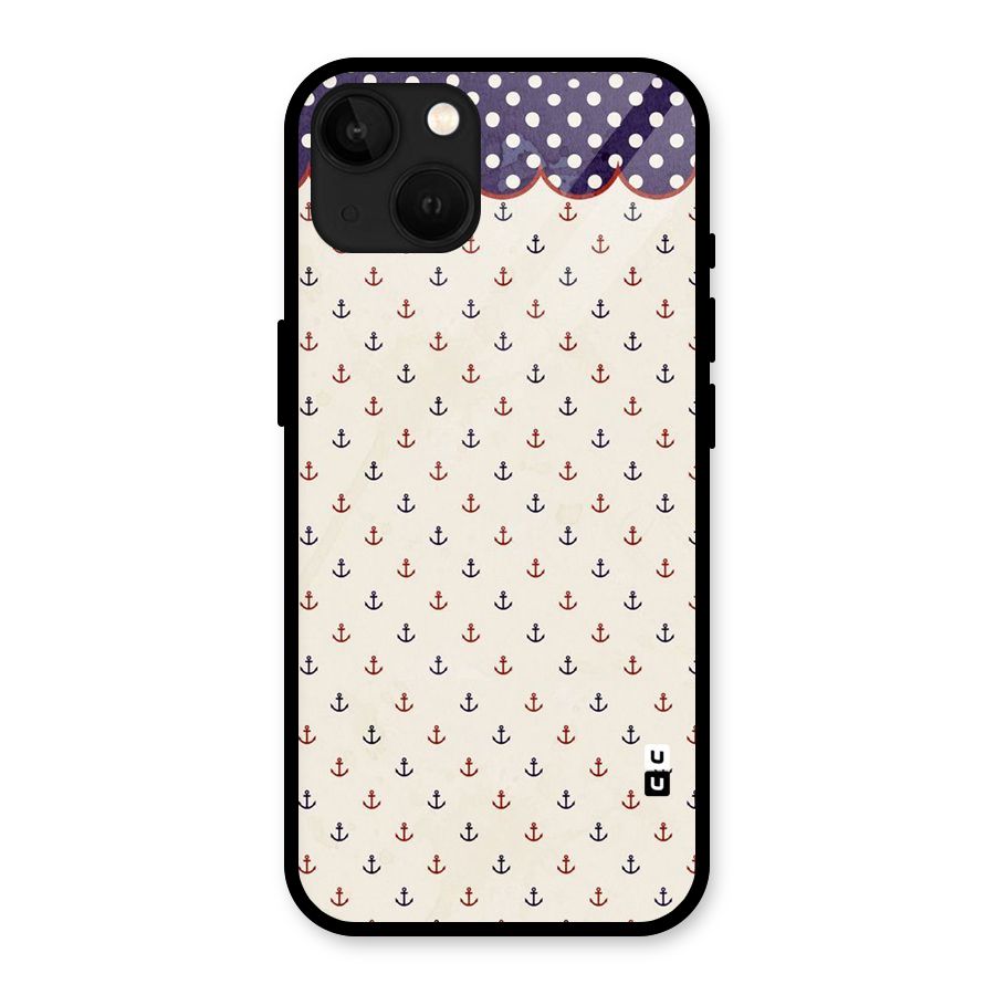 Polka Anchor Glass Back Case for iPhone 13