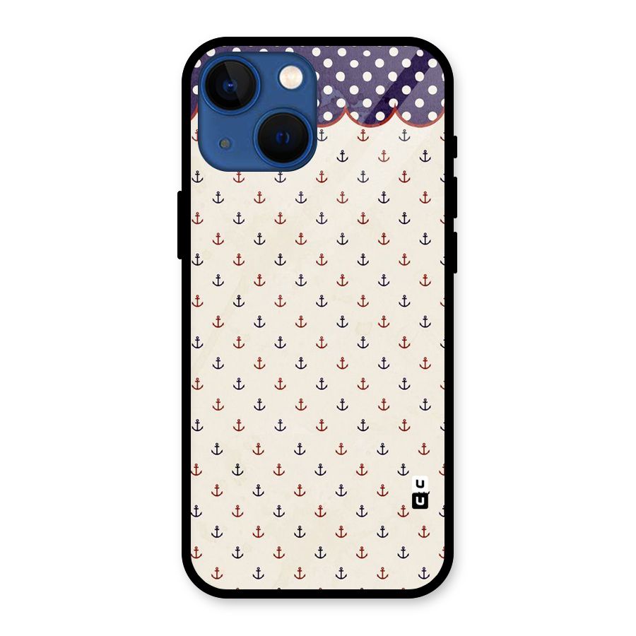 Polka Anchor Glass Back Case for iPhone 13 Mini