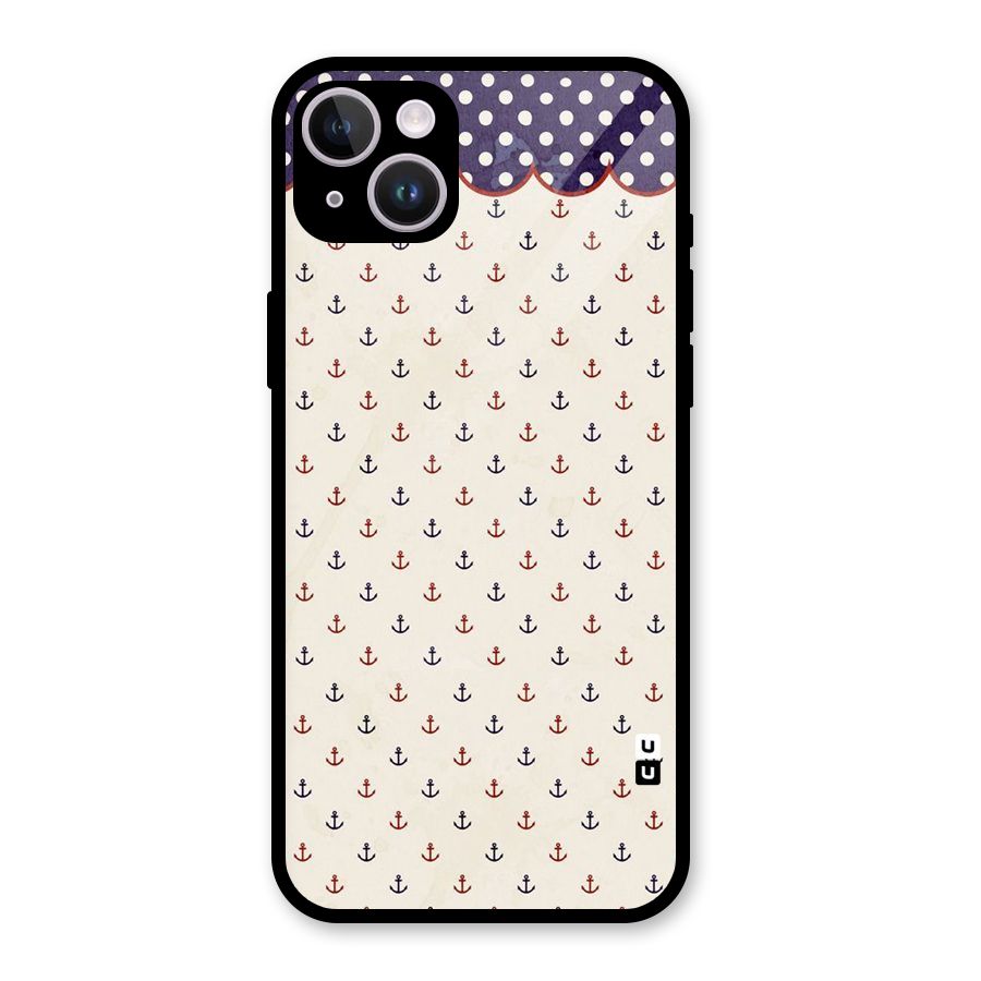 Polka Anchor Glass Back Case for iPhone 14 Plus