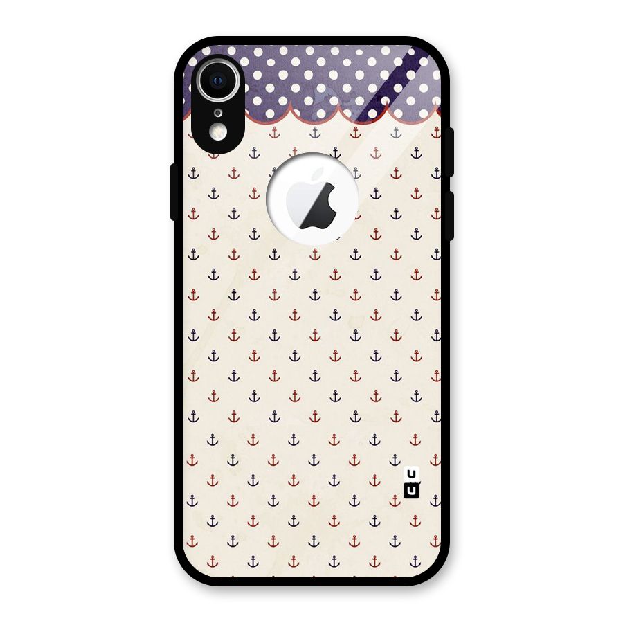 Polka Anchor Glass Back Case for iPhone XR Logo Cut