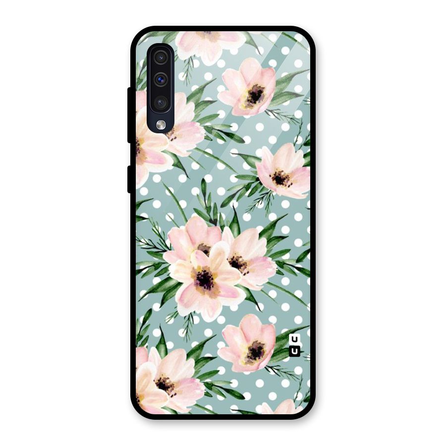 Polka Art Floral Glass Back Case for Galaxy A50s