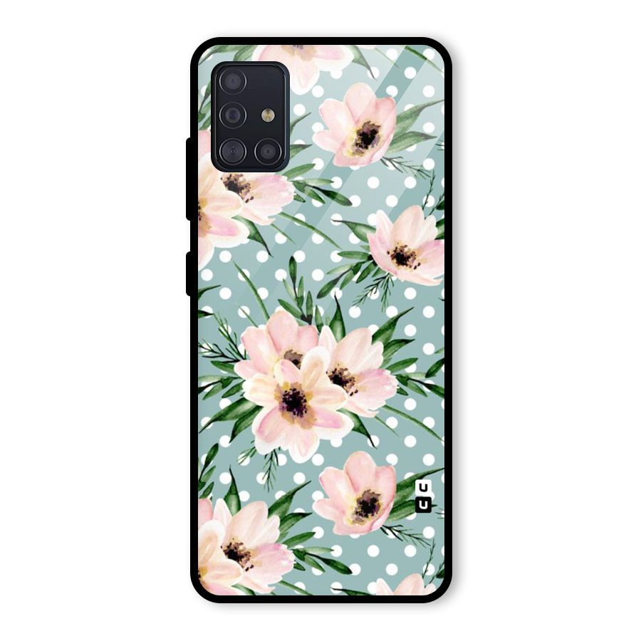 Polka Art Floral Glass Back Case for Galaxy A51