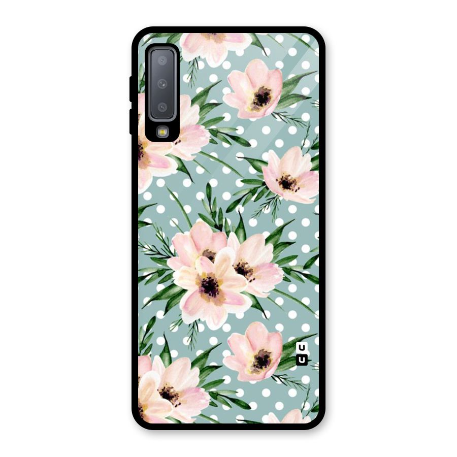 Polka Art Floral Glass Back Case for Galaxy A7 (2018)