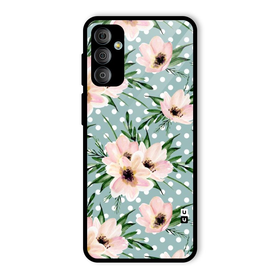 Polka Art Floral Glass Back Case for Galaxy F23