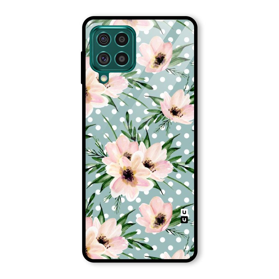 Polka Art Floral Glass Back Case for Galaxy F62