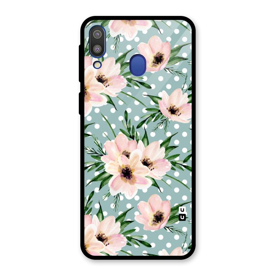 Polka Art Floral Glass Back Case for Galaxy M20