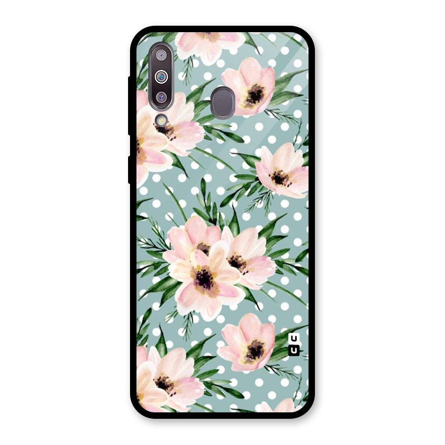 Polka Art Floral Glass Back Case for Galaxy M30