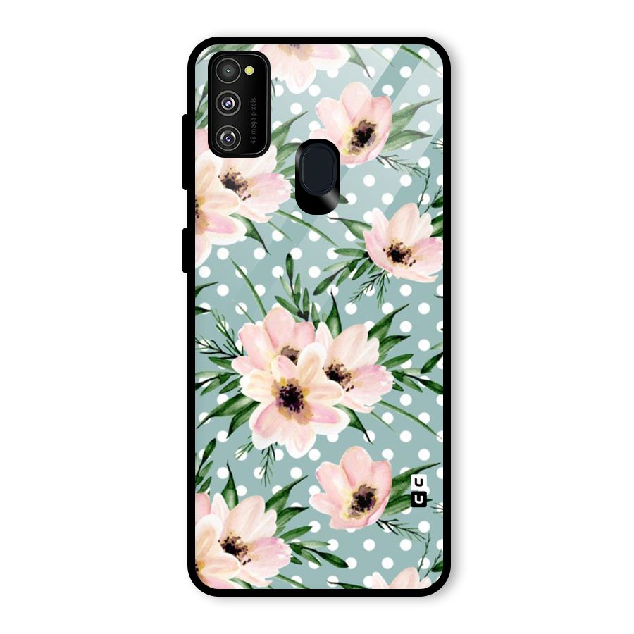 Polka Art Floral Glass Back Case for Galaxy M30s