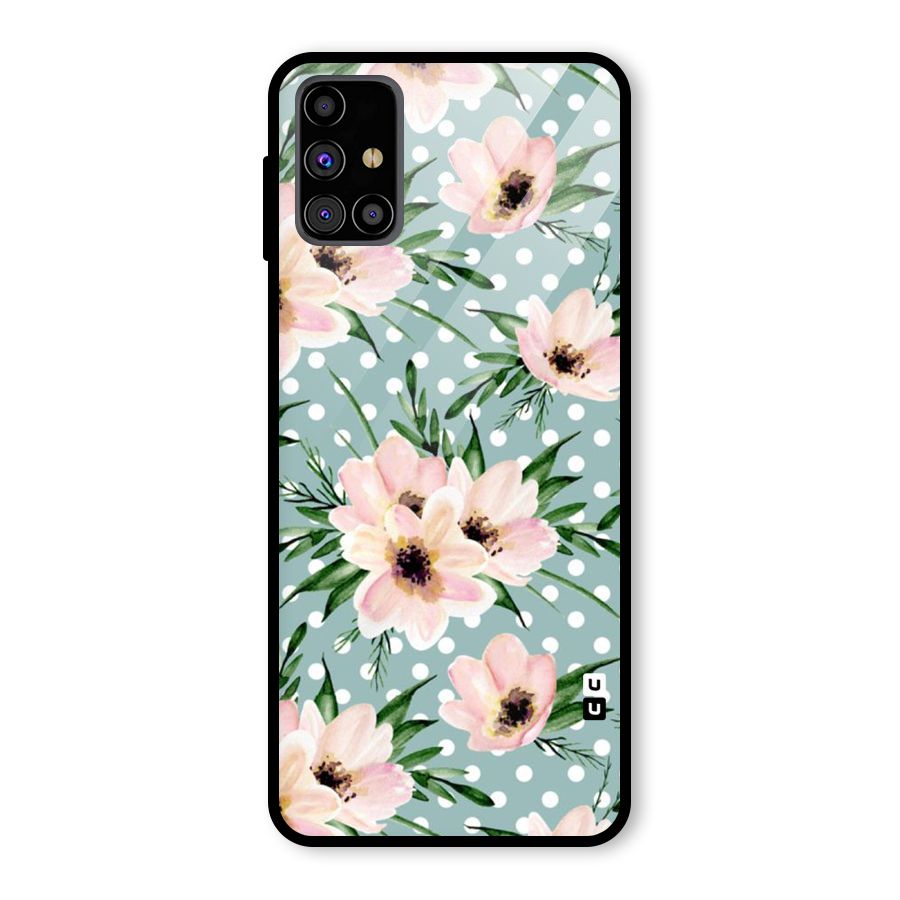 Polka Art Floral Glass Back Case for Galaxy M31s