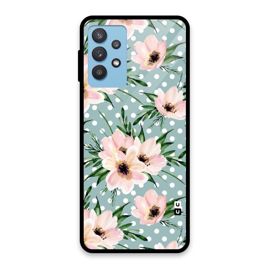 Polka Art Floral Glass Back Case for Galaxy M32 5G