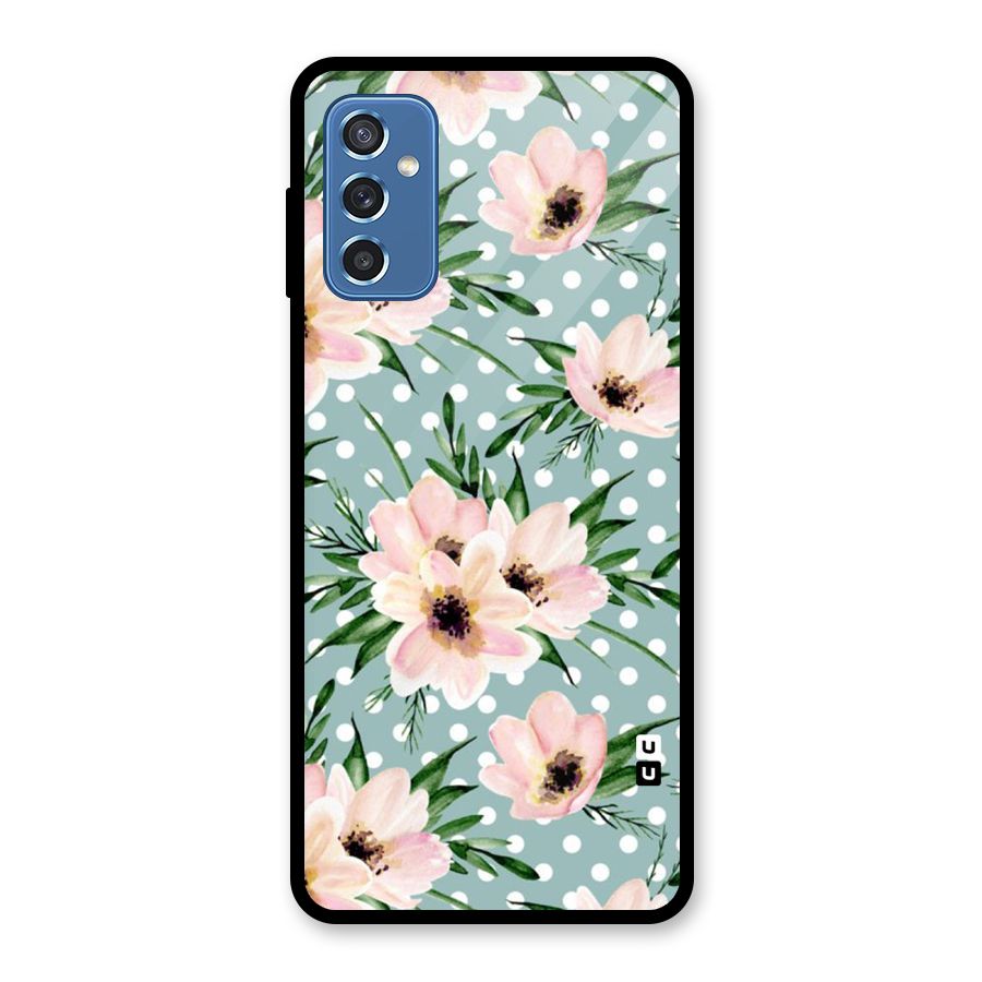Polka Art Floral Glass Back Case for Galaxy M52 5G