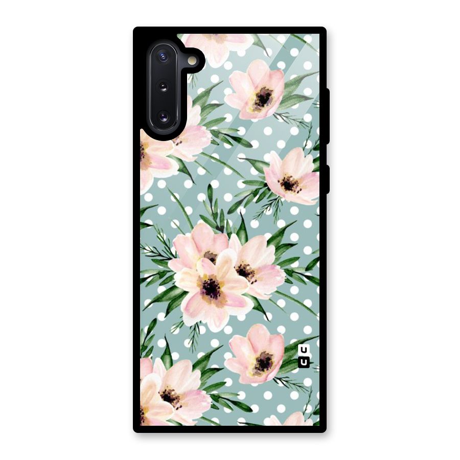 Polka Art Floral Glass Back Case for Galaxy Note 10