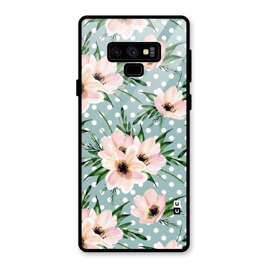Polka Art Floral Glass Back Case for Galaxy Note 9