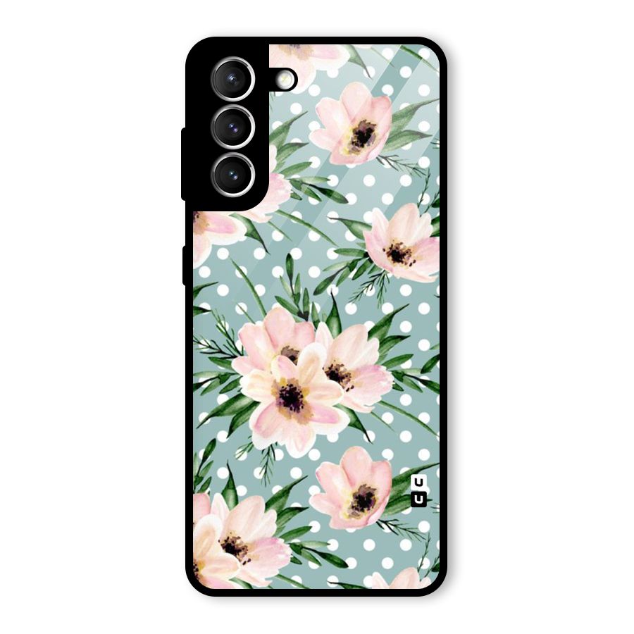 Polka Art Floral Glass Back Case for Galaxy S21 5G