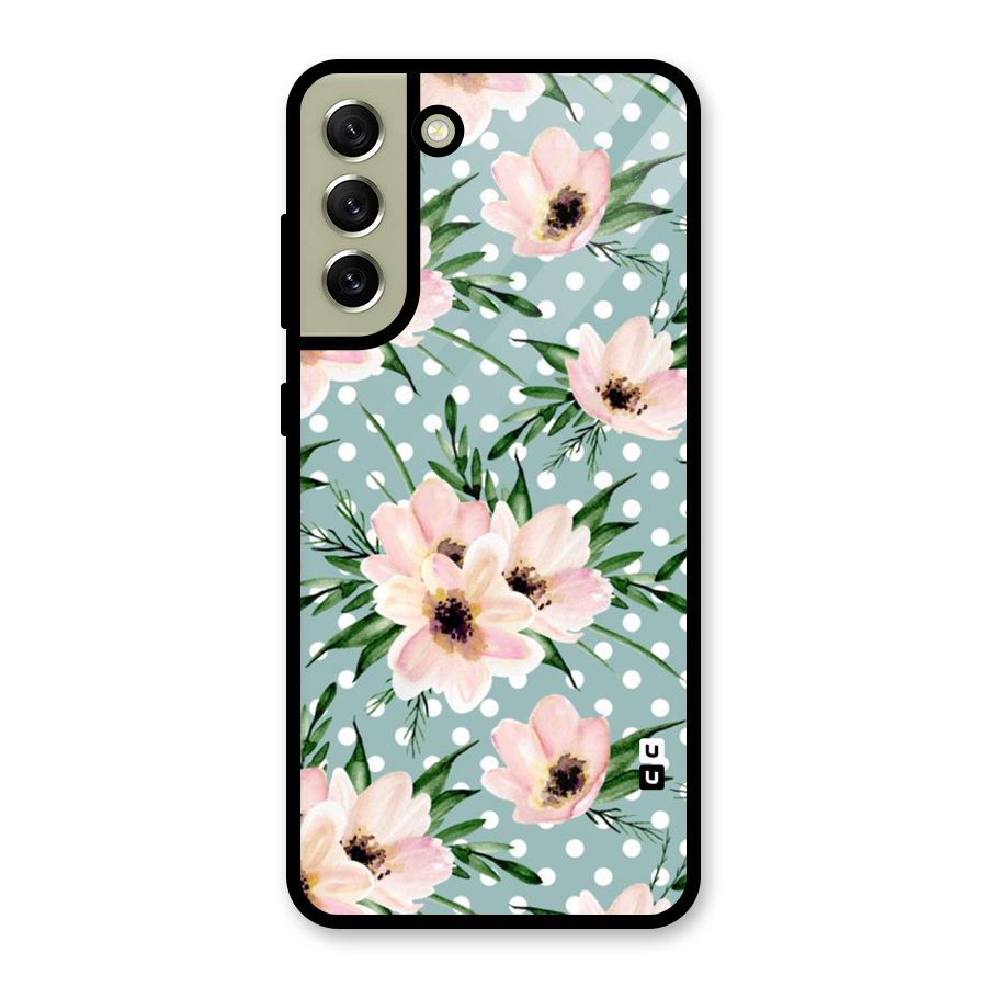 Polka Art Floral Glass Back Case for Galaxy S21 FE 5G