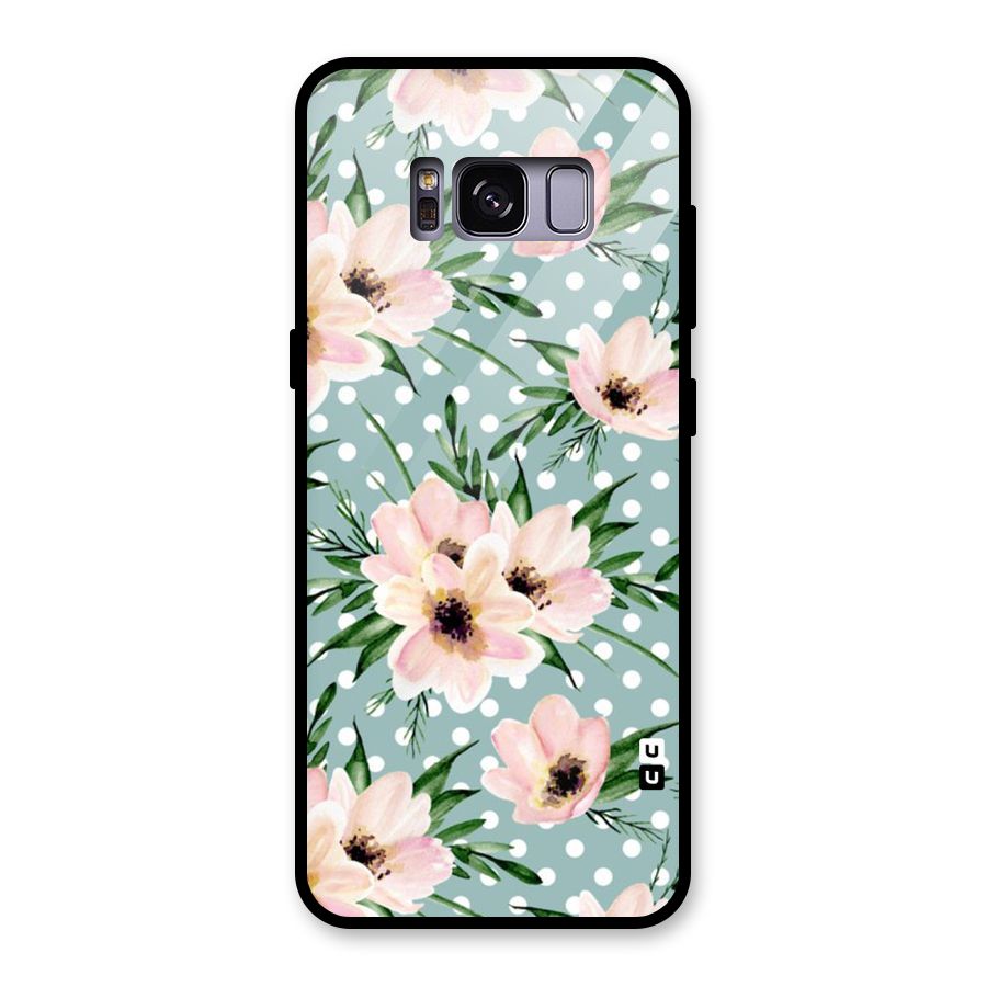 Polka Art Floral Glass Back Case for Galaxy S8