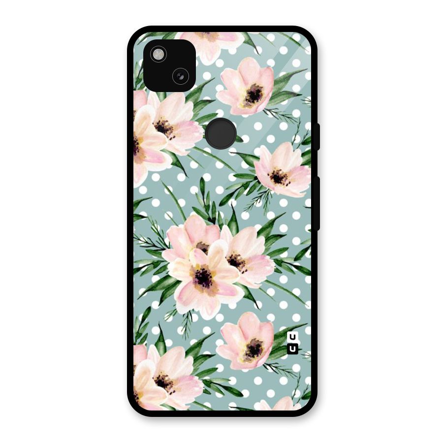 Polka Art Floral Glass Back Case for Google Pixel 4a
