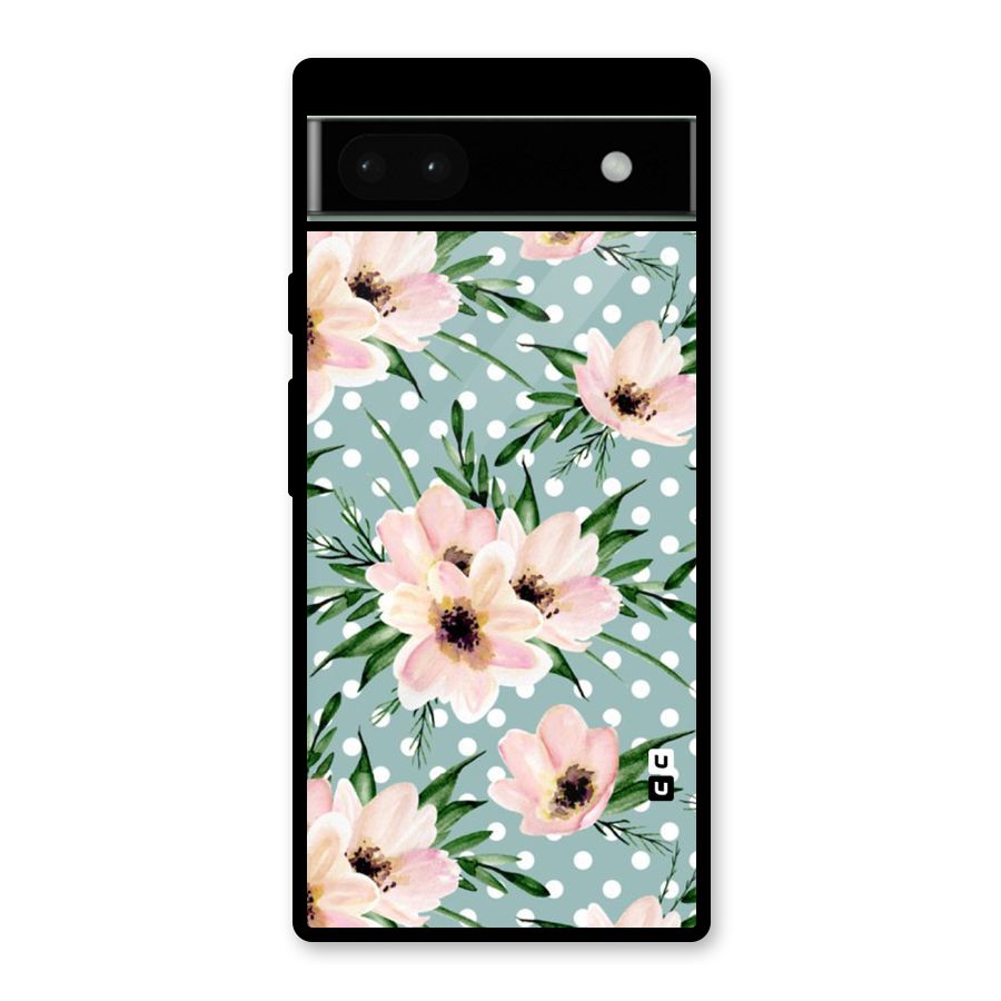 Polka Art Floral Glass Back Case for Google Pixel 6a