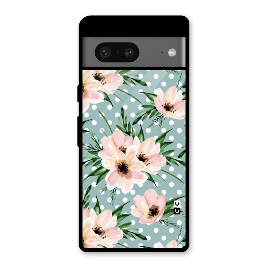 Polka Art Floral Glass Back Case for Google Pixel 7