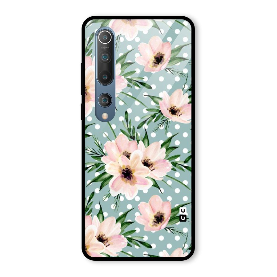 Polka Art Floral Glass Back Case for Mi 10