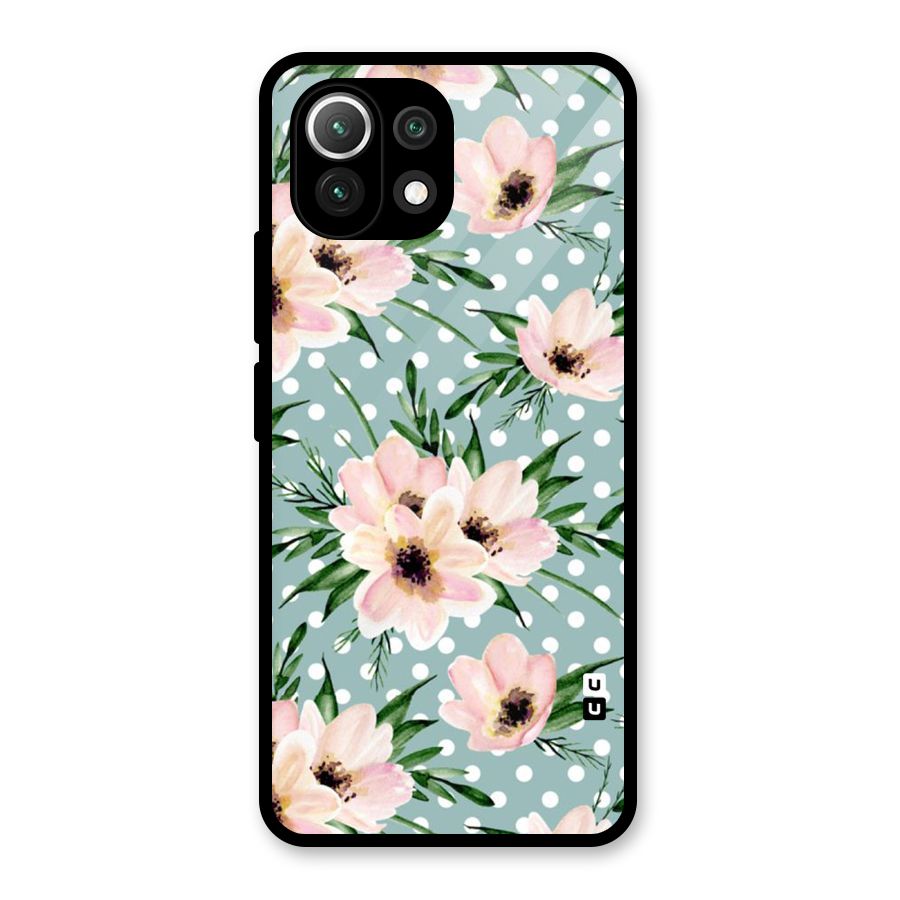 Polka Art Floral Glass Back Case for Mi 11 Lite NE 5G