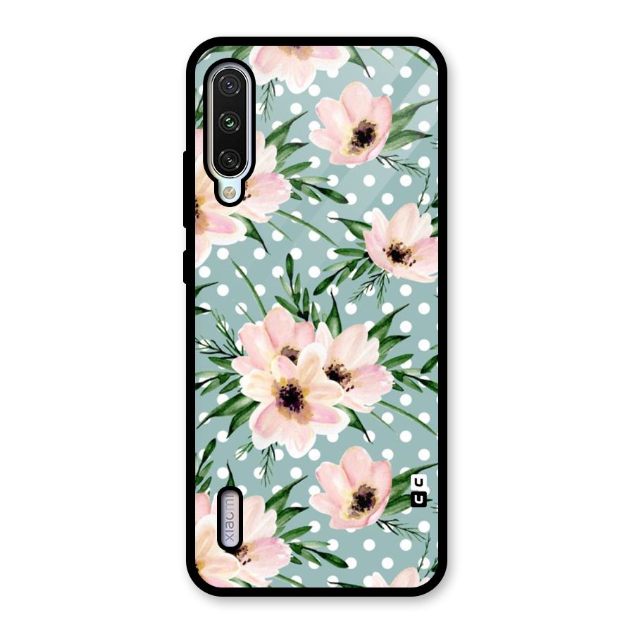 Polka Art Floral Glass Back Case for Mi A3