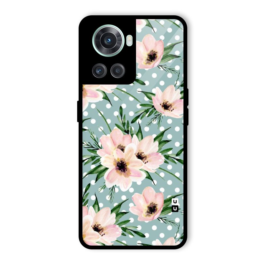 Polka Art Floral Glass Back Case for OnePlus 10R
