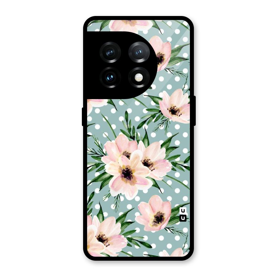 Polka Art Floral Glass Back Case for OnePlus 11