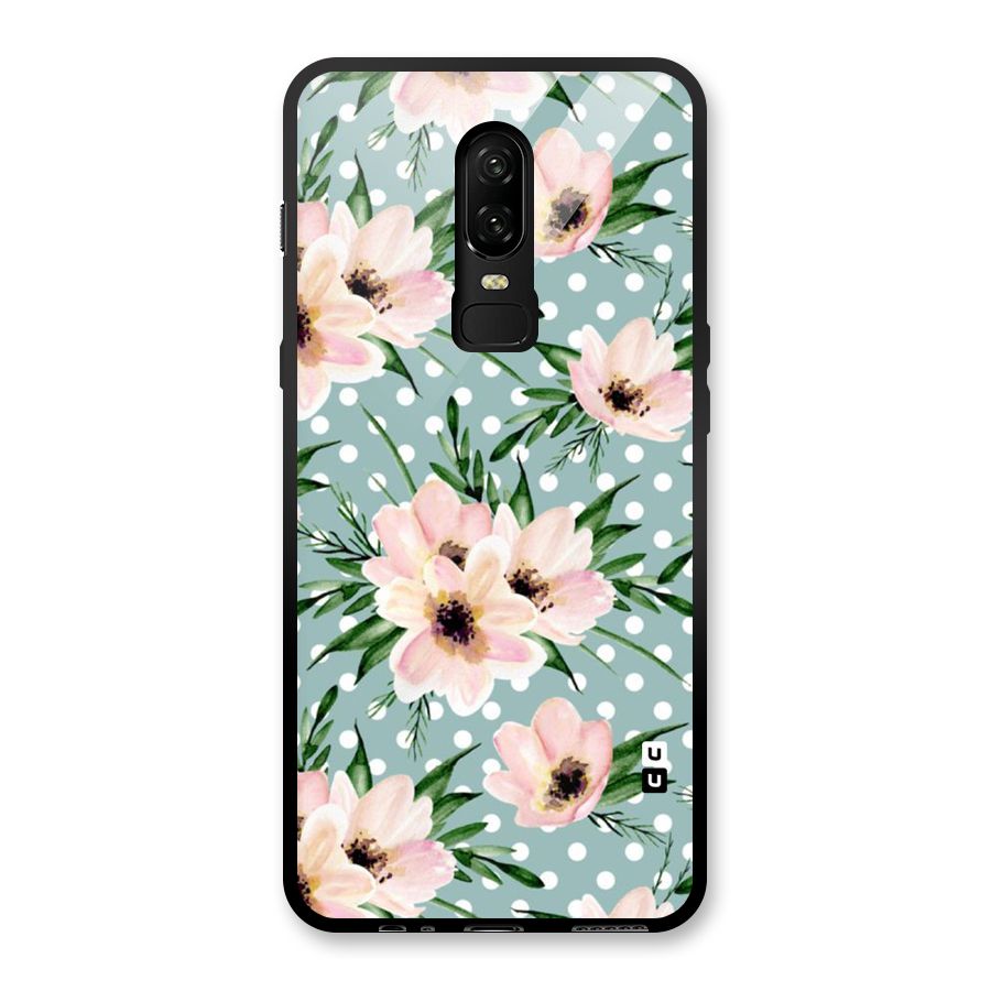Polka Art Floral Glass Back Case for OnePlus 6