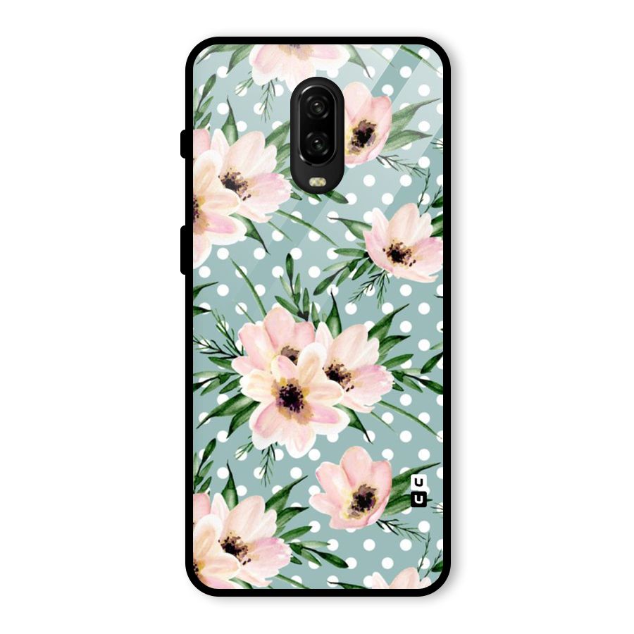 Polka Art Floral Glass Back Case for OnePlus 6T