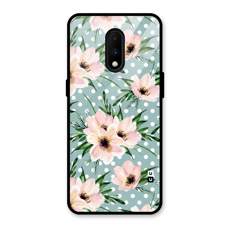Polka Art Floral Glass Back Case for OnePlus 7