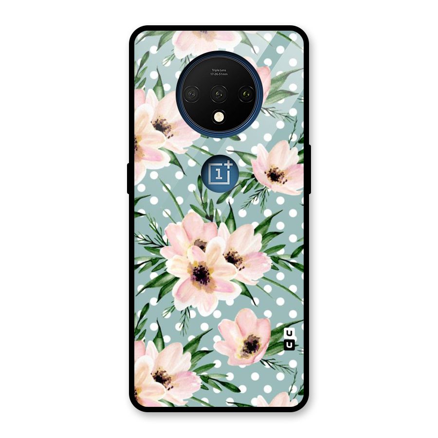 Polka Art Floral Glass Back Case for OnePlus 7T