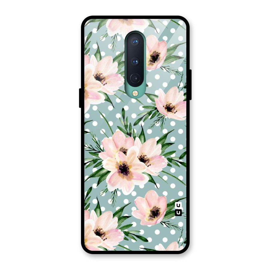 Polka Art Floral Glass Back Case for OnePlus 8