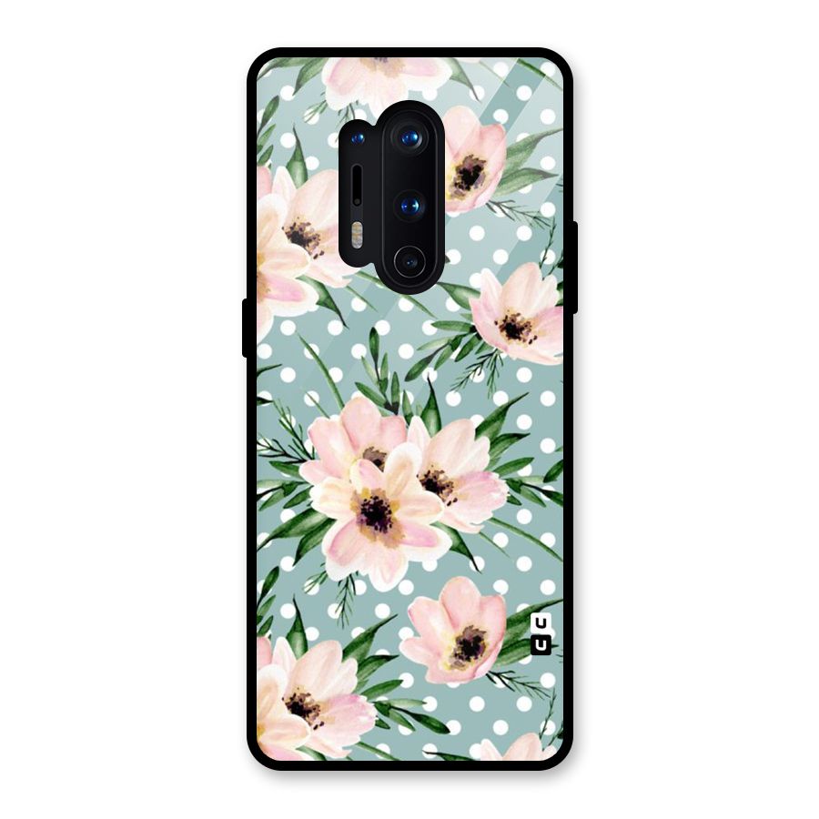 Polka Art Floral Glass Back Case for OnePlus 8 Pro
