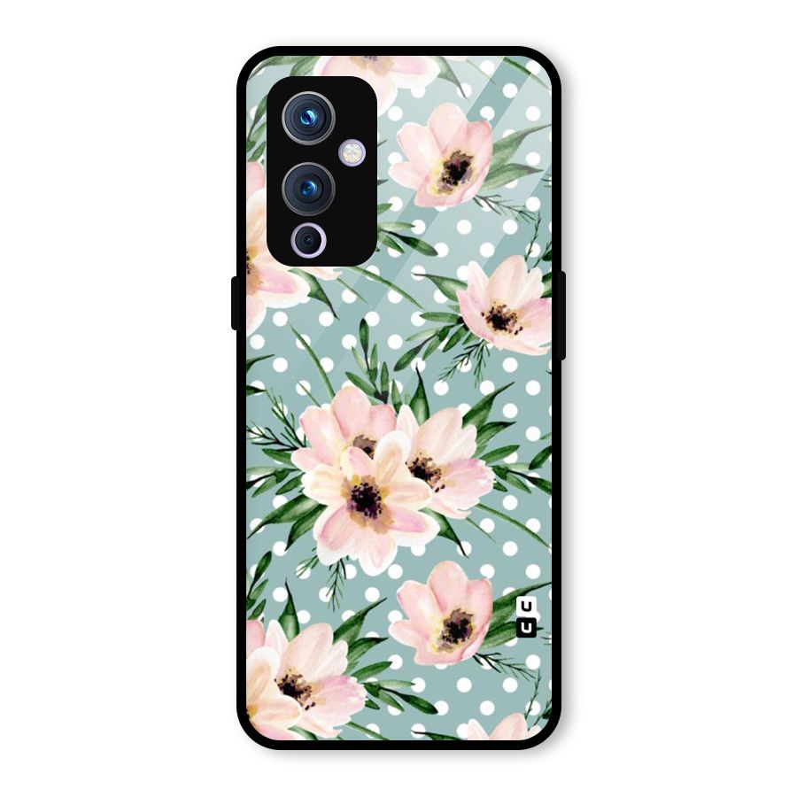 Polka Art Floral Glass Back Case for OnePlus 9