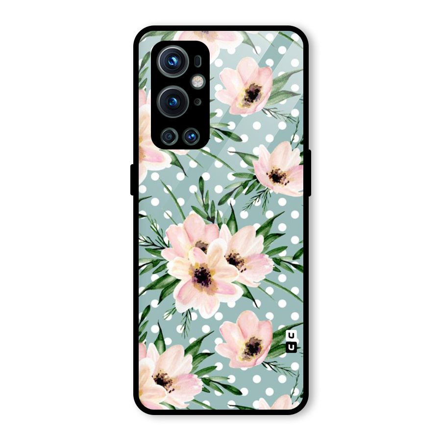 Polka Art Floral Glass Back Case for OnePlus 9 Pro