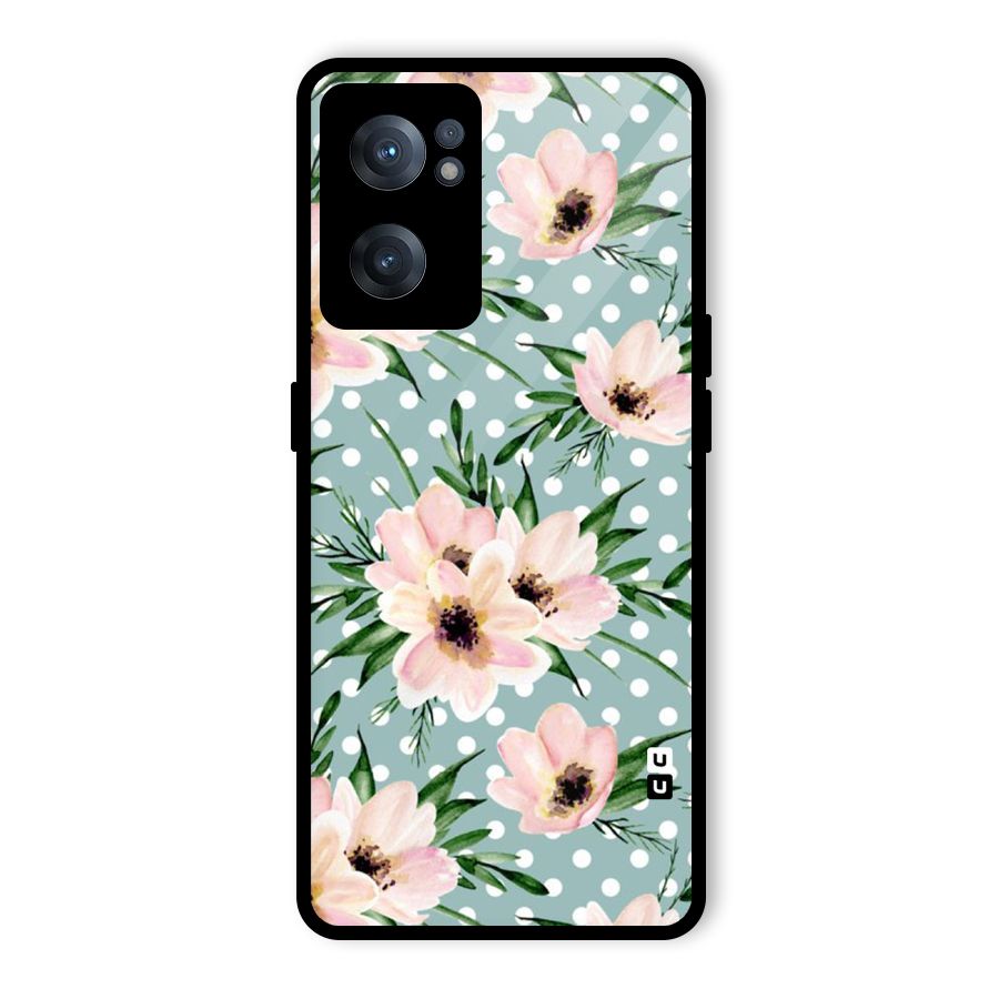 Polka Art Floral Glass Back Case for OnePlus Nord CE 2 5G