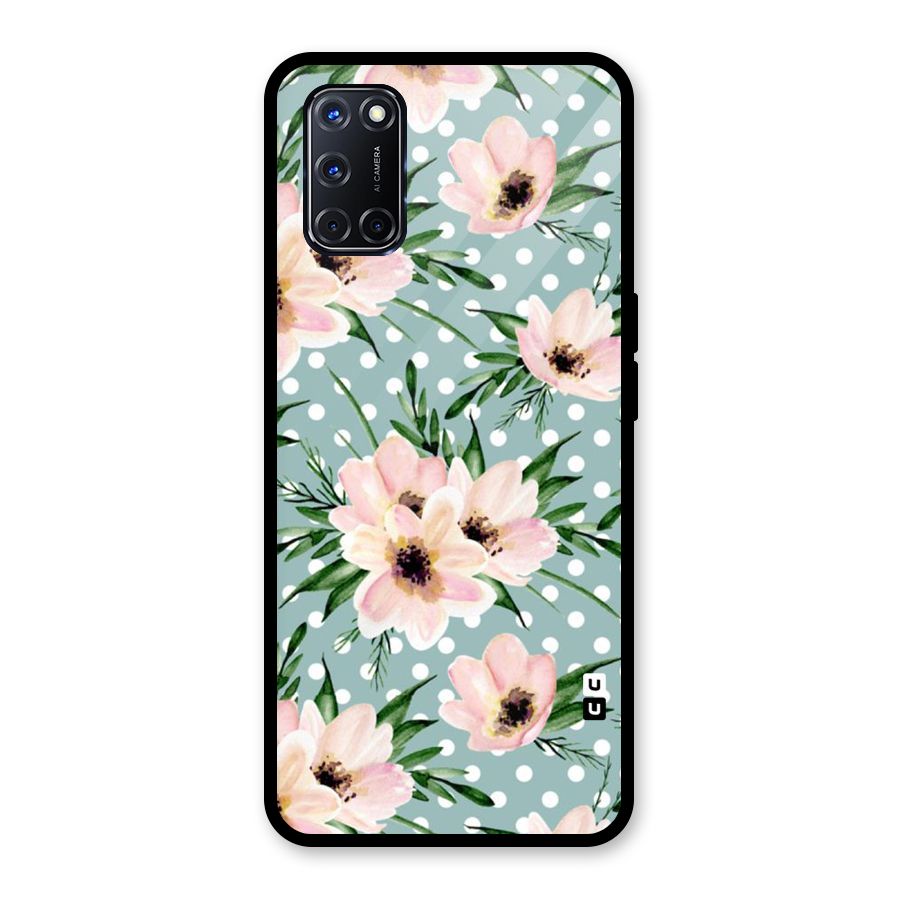 Polka Art Floral Glass Back Case for Oppo A52