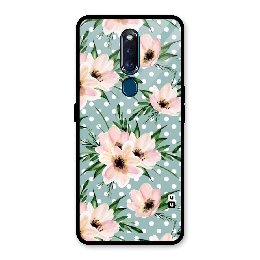 Polka Art Floral Glass Back Case for Oppo F11 Pro