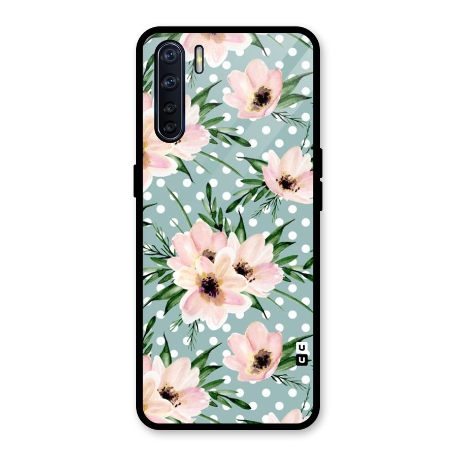 Polka Art Floral Glass Back Case for Oppo F15