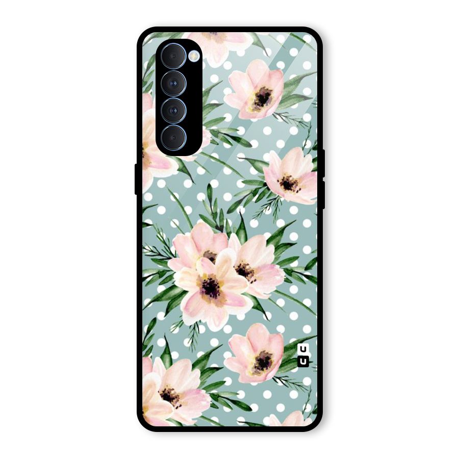 Polka Art Floral Glass Back Case for Oppo Reno4 Pro