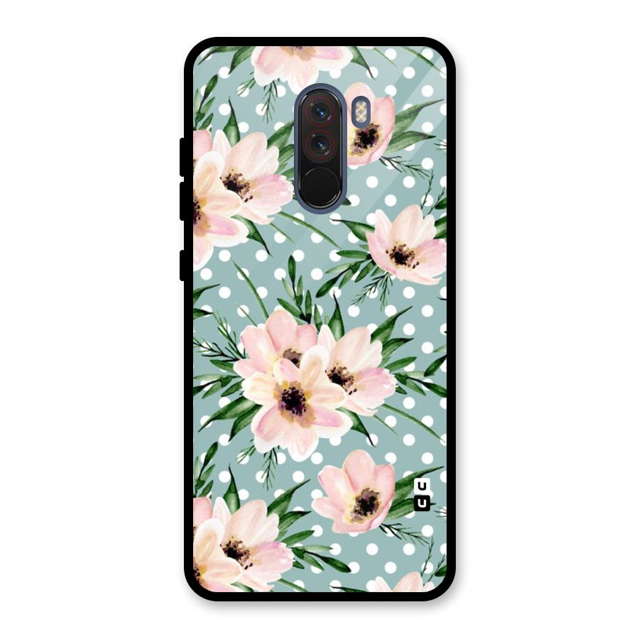 Polka Art Floral Glass Back Case for Poco F1