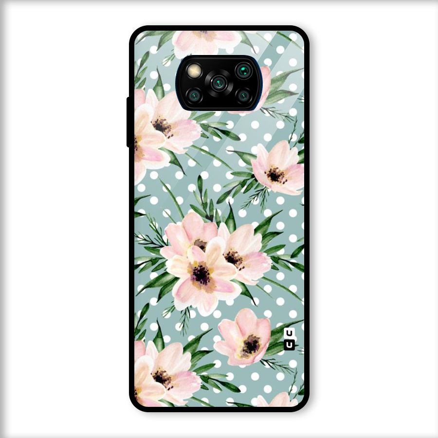 Polka Art Floral Glass Back Case for Poco X3