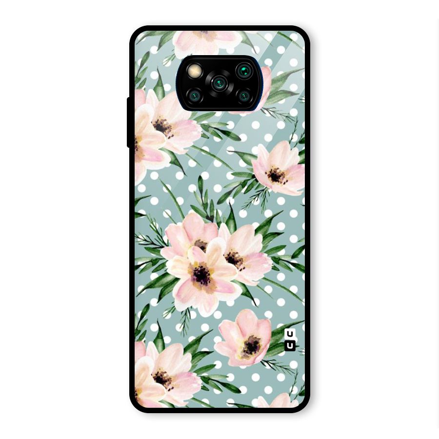 Polka Art Floral Glass Back Case for Poco X3 Pro