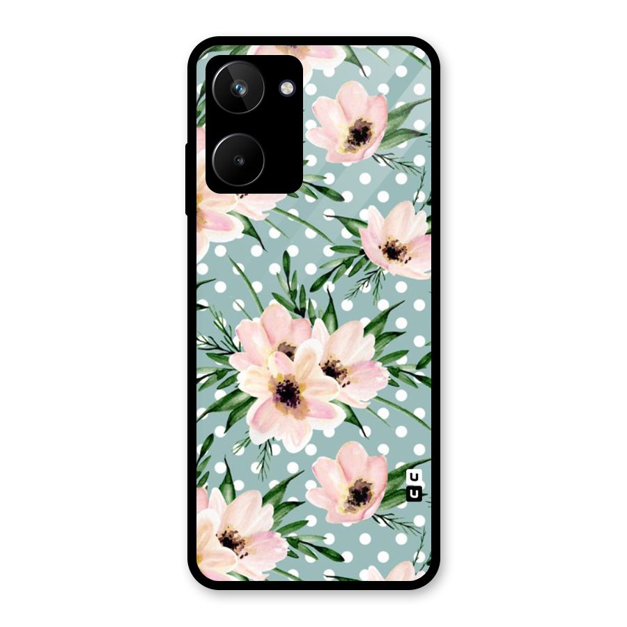 Polka Art Floral Glass Back Case for Realme 10