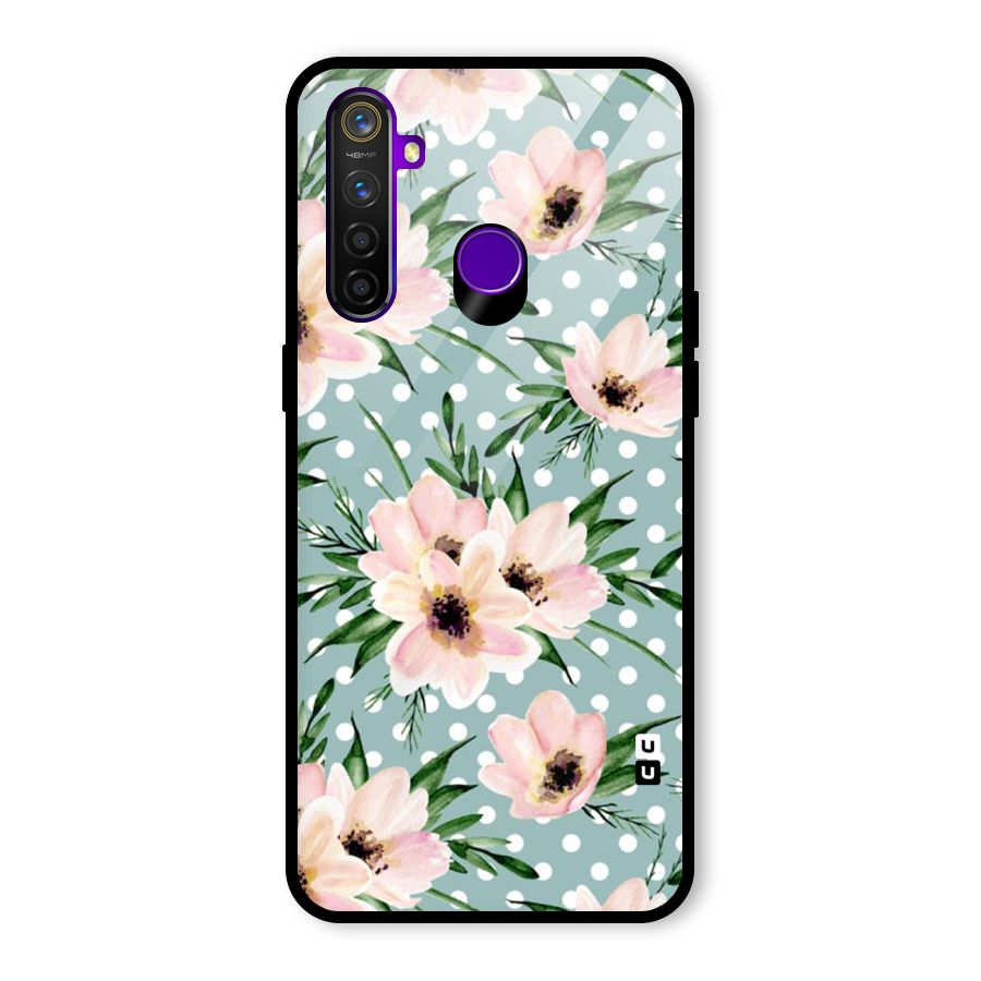 Polka Art Floral Glass Back Case for Realme 5 Pro