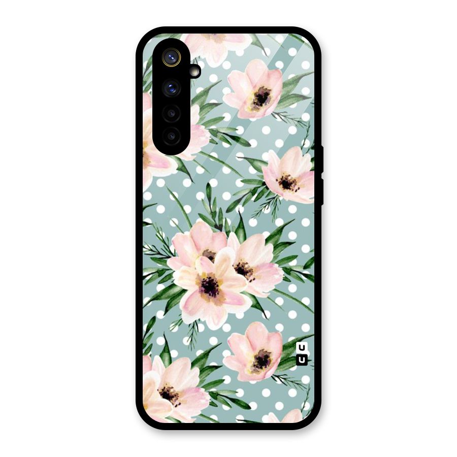 Polka Art Floral Glass Back Case for Realme 6
