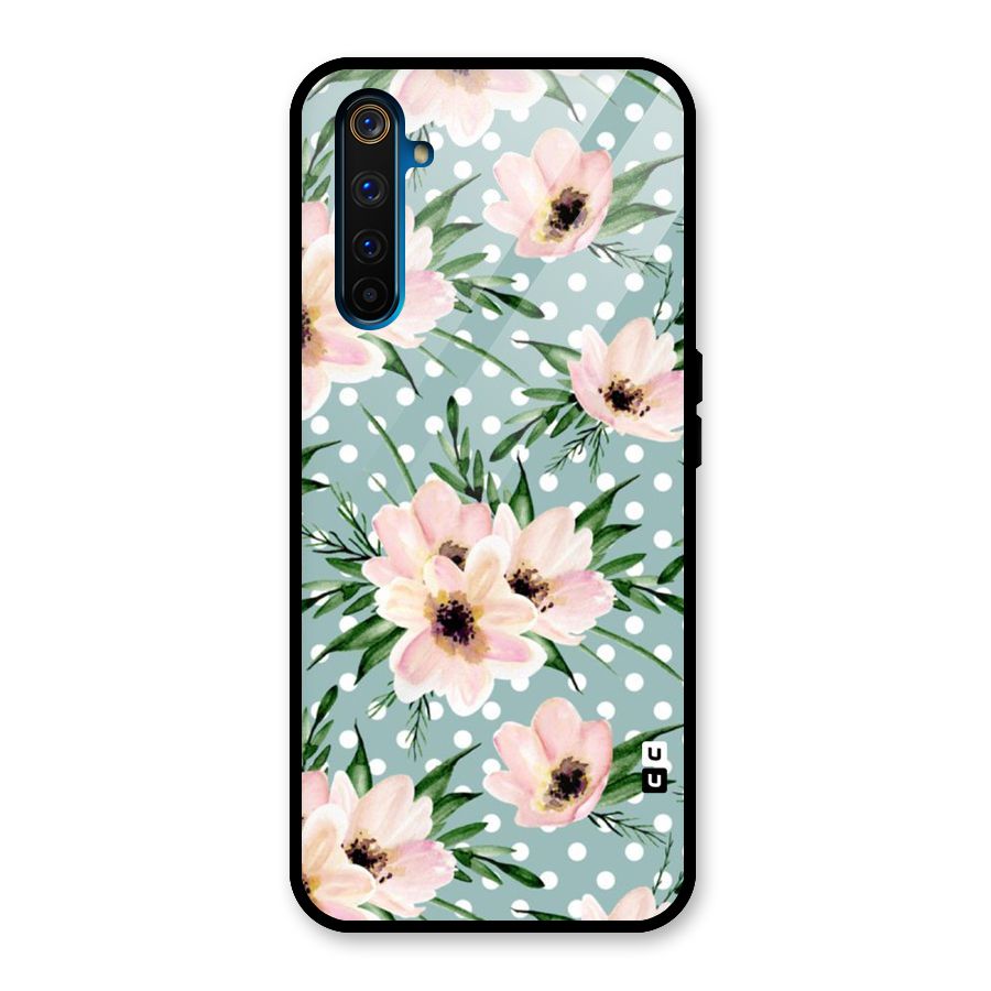Polka Art Floral Glass Back Case for Realme 6 Pro